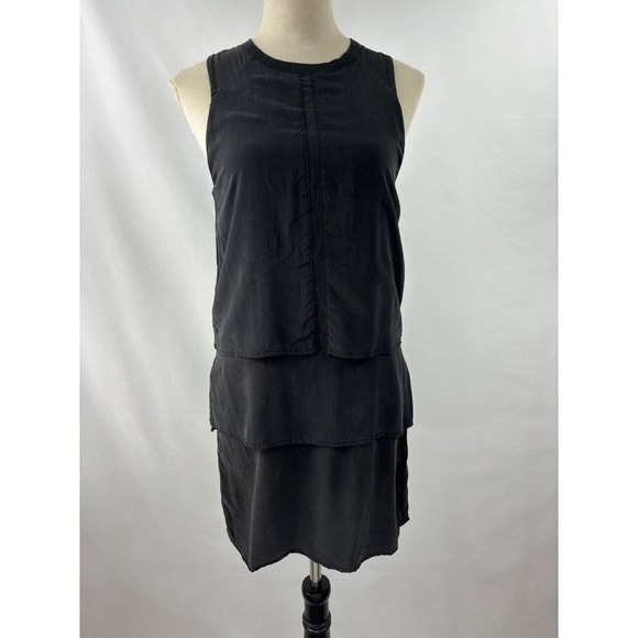 Anine Bing Sleeveless Shift Dress Black XS Overlay Layered - Picture 1 of 11